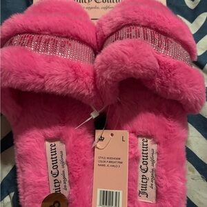 Juicy Couture Pink Furry Slippers